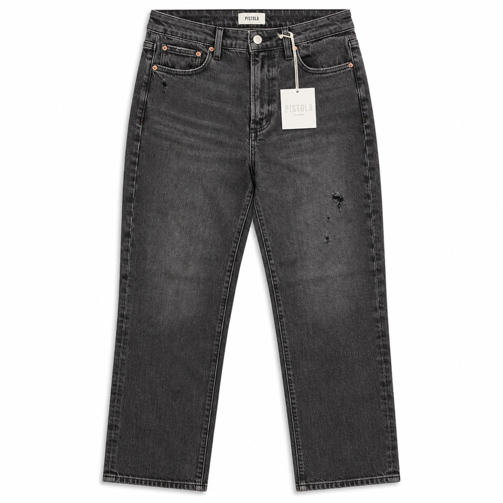Pistola Ally Jeans Womens 27 Charcoal Black Vintage Ankle Bootcut Distressed NWT